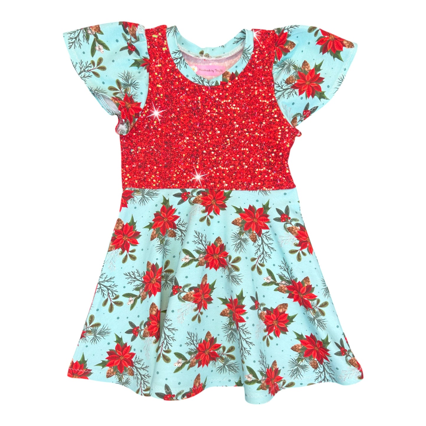 Red Flower Christmas Dress - Size 3