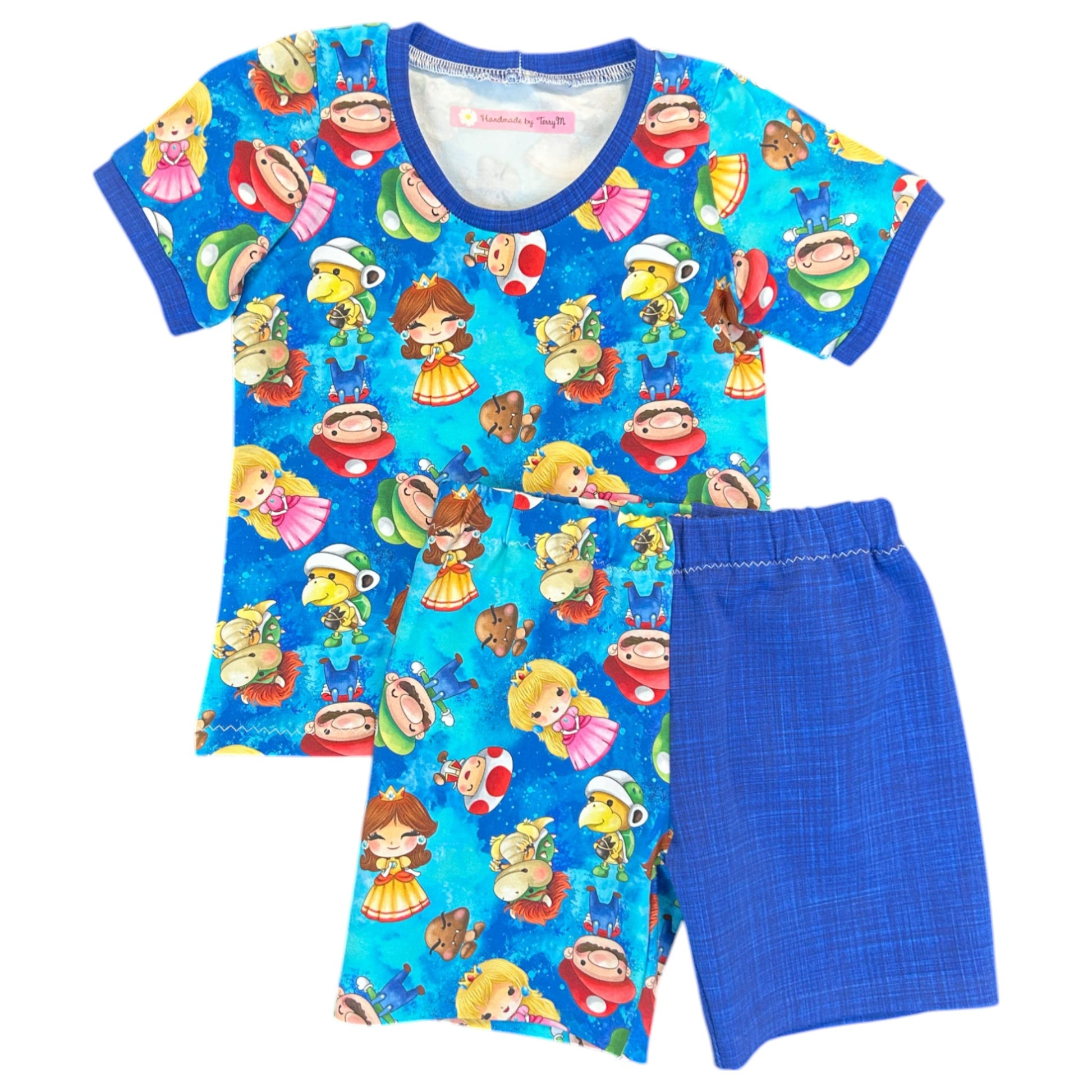 Cartoon baby outfit – size 1”
“Handmade character T shirt and shorts set”
