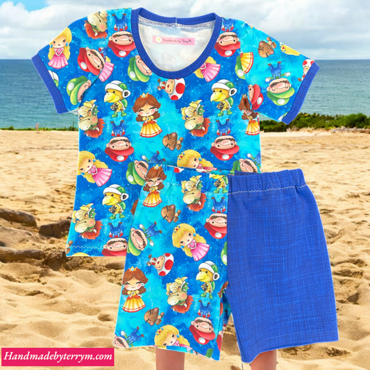 Cartoon baby outfit – size 1”
“Handmade character T shirt and shorts set”
