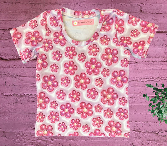 Pink Bubble Flower Tshirt  - Size 1