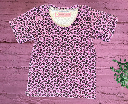 Pink Cheetah pattern Tshirt  - Size 1