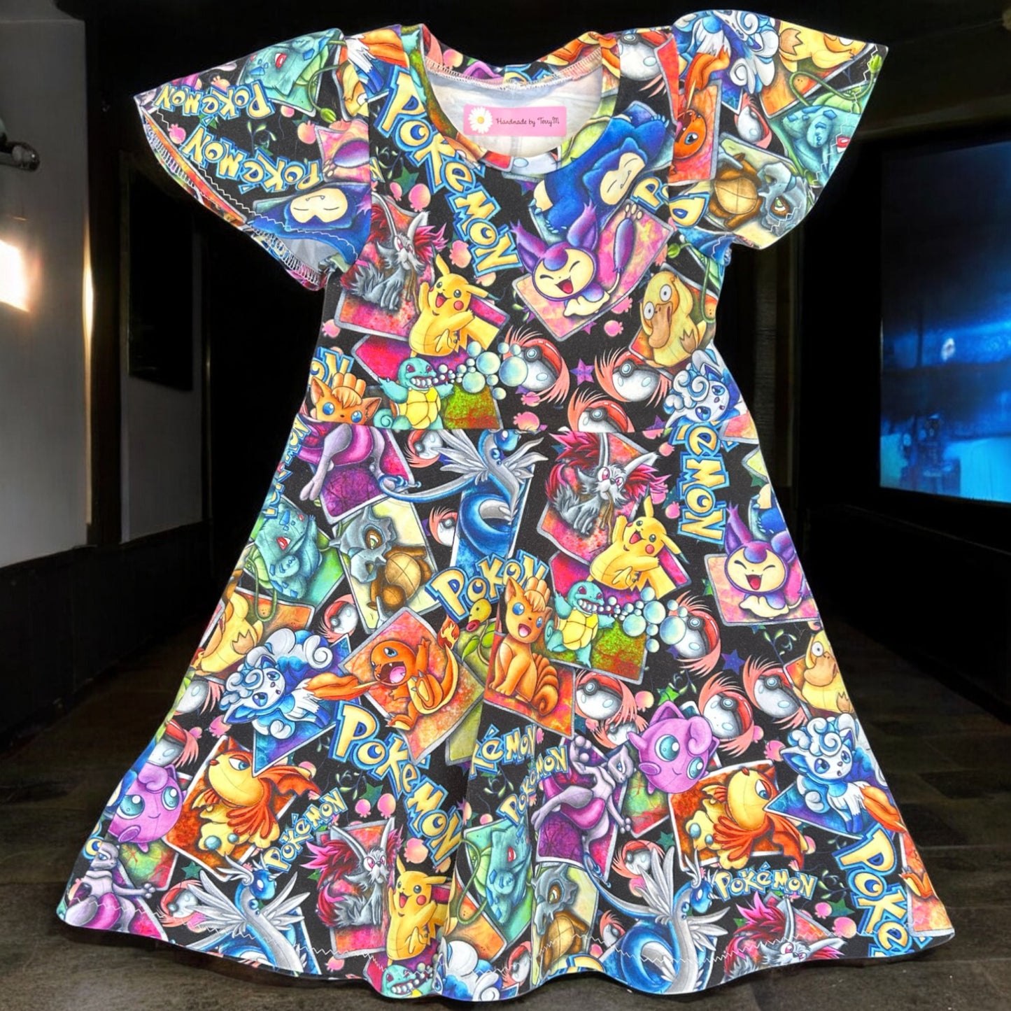 Dark poke character girls dress – size 4
Handmade colourful skater dress
