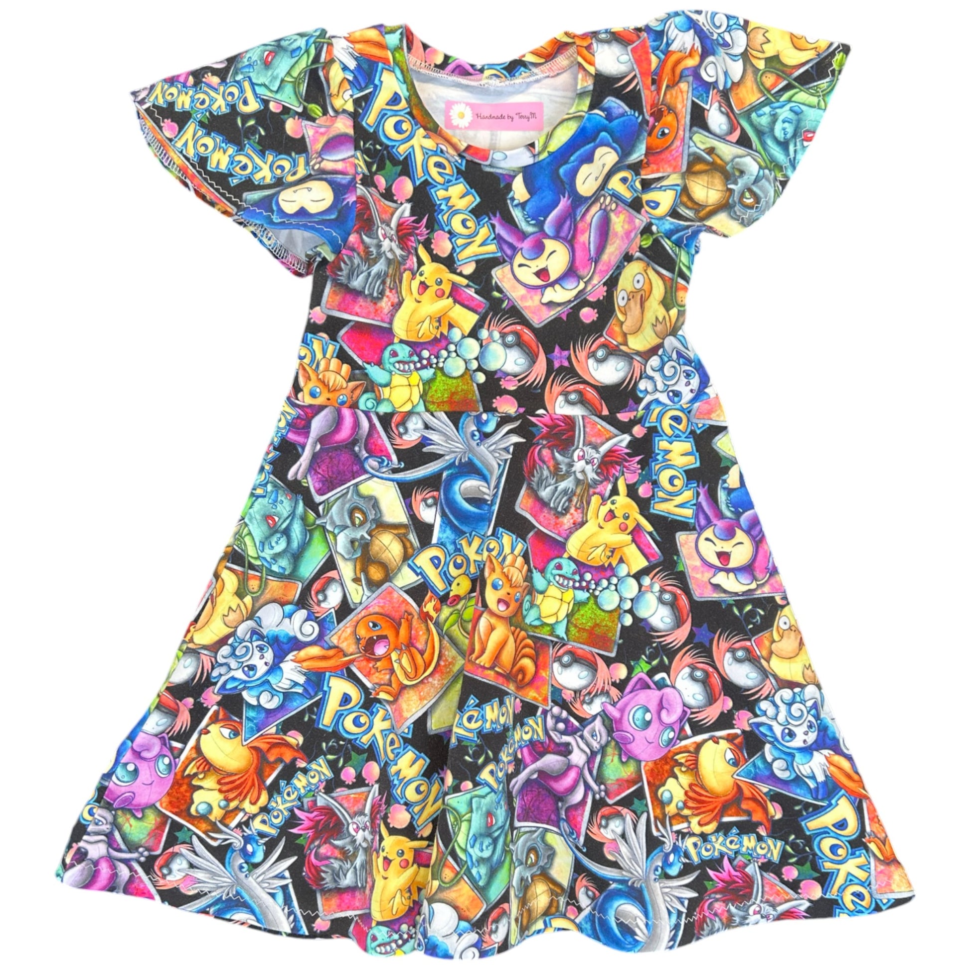 Dark character girls dress – size 4
Handmade colourful skater dress
