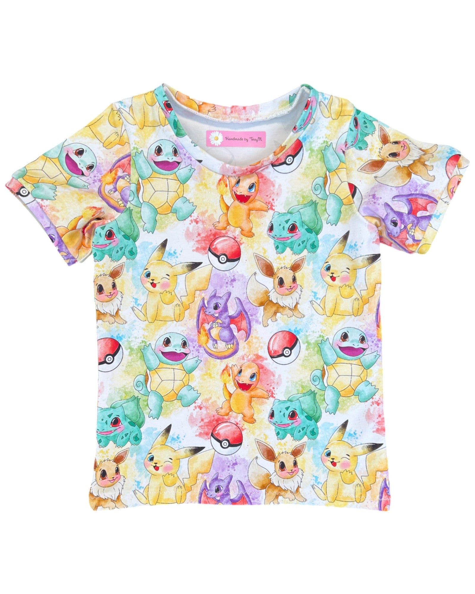 Poke character kids outfit – size 4
Handmade colourful T shirt and shorts set
