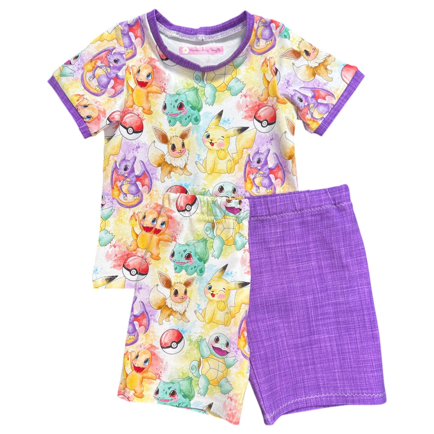 Poke kids outfit – size 2
Handmade character T shirt and shorts set

