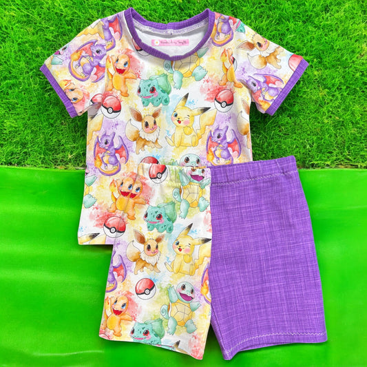 Poke kids outfit – size 2
Handmade character T shirt and shorts set
