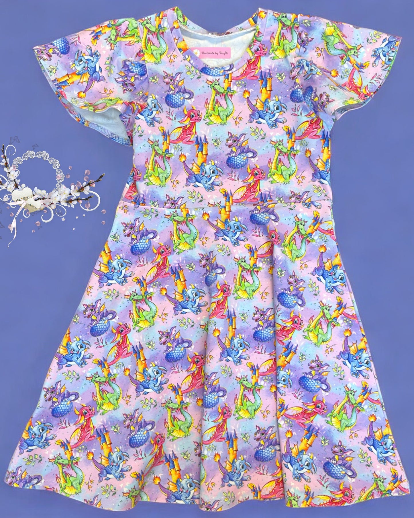 Colourful Dragons Dress - Size 7