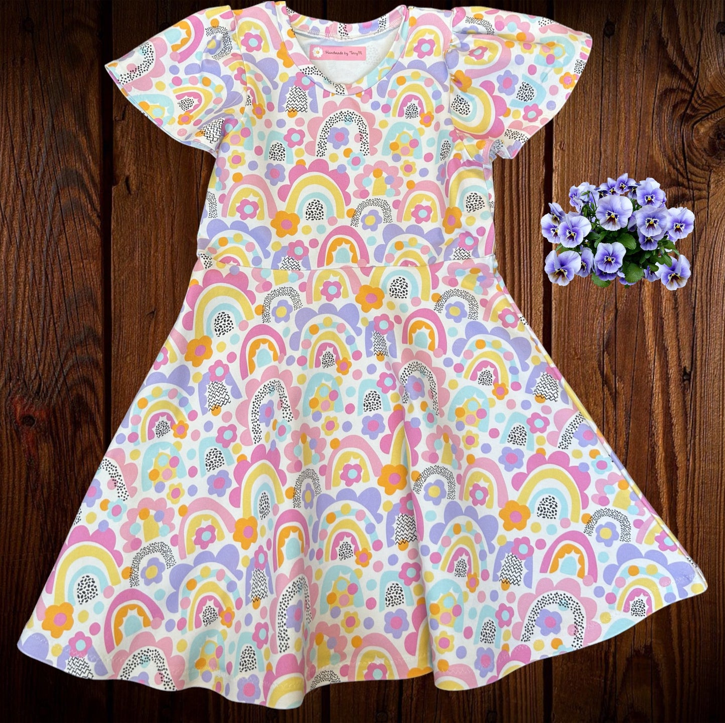 Colourful Rainbows Dress -  Size 6