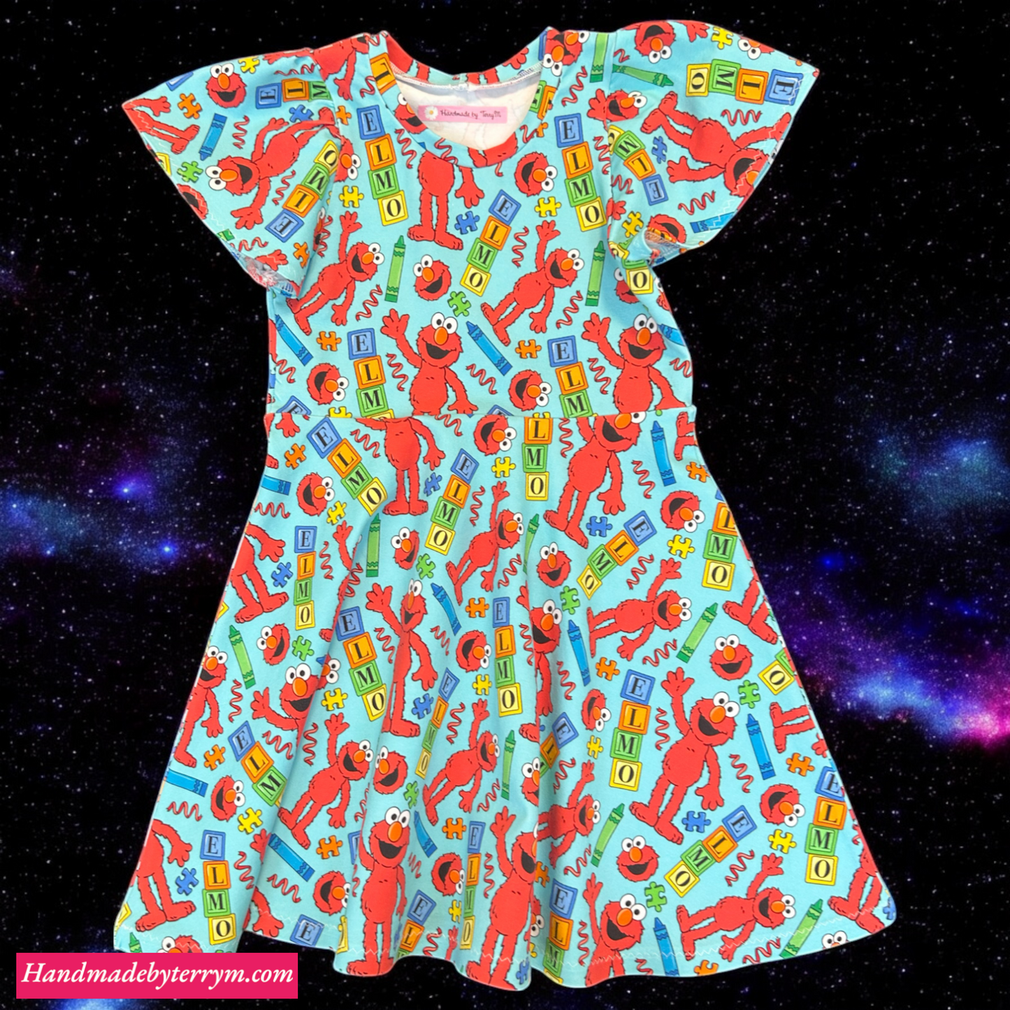 “Red monster girls dress – size 5”
“Handmade character skater dress”
