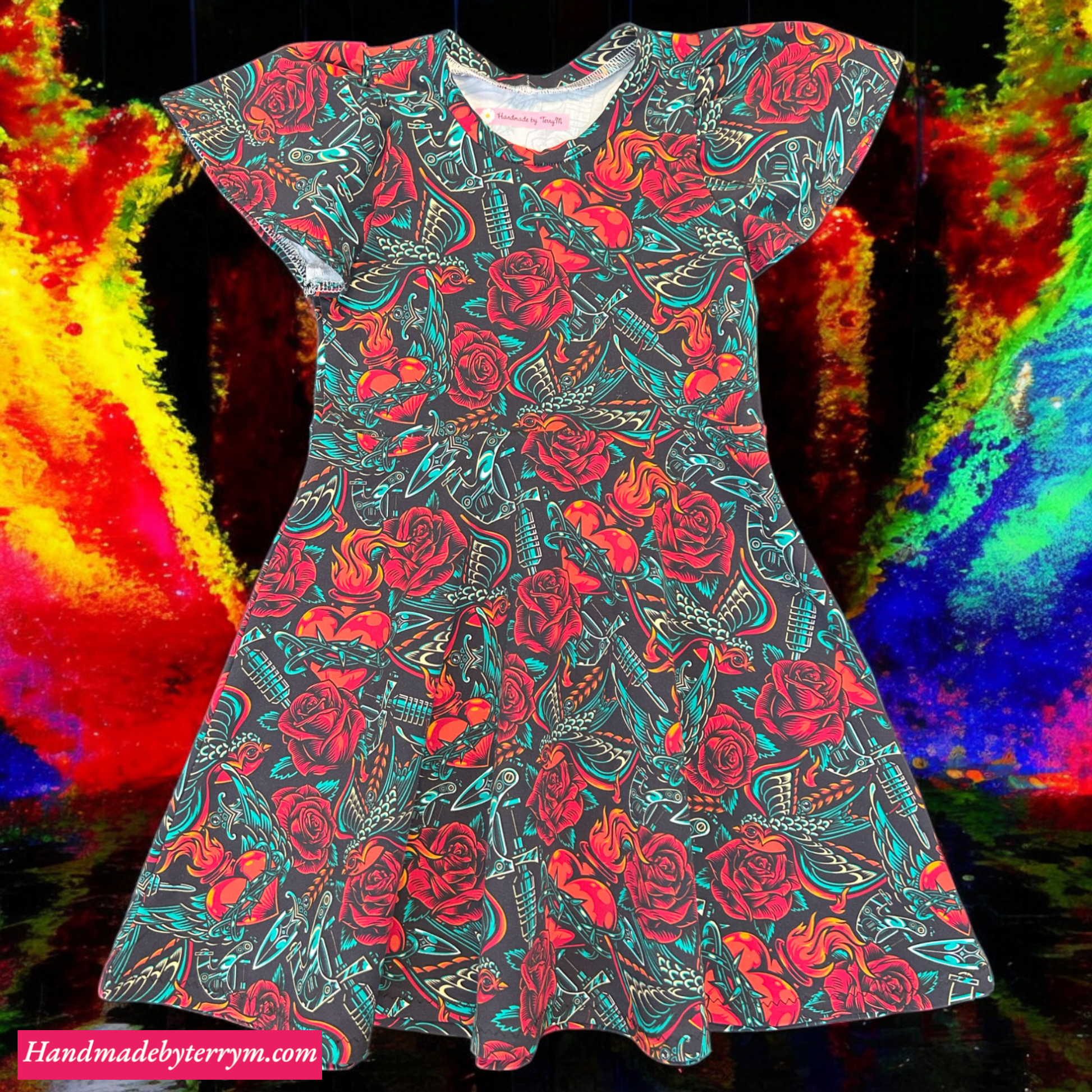 Rose and swallow girls dress – size 5”
“Handmade vintage skater dress”

