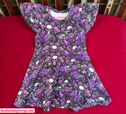 Purple Skulls & Dragons Dress - Size 2