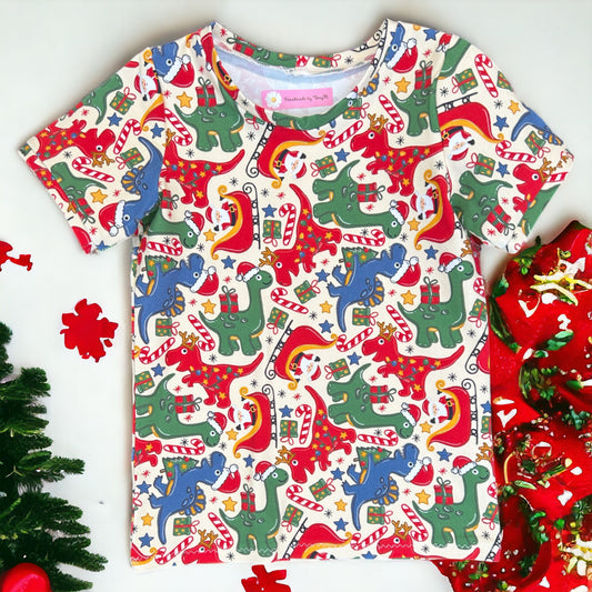 Xmas Dinosaur T-Shirt - Size 5