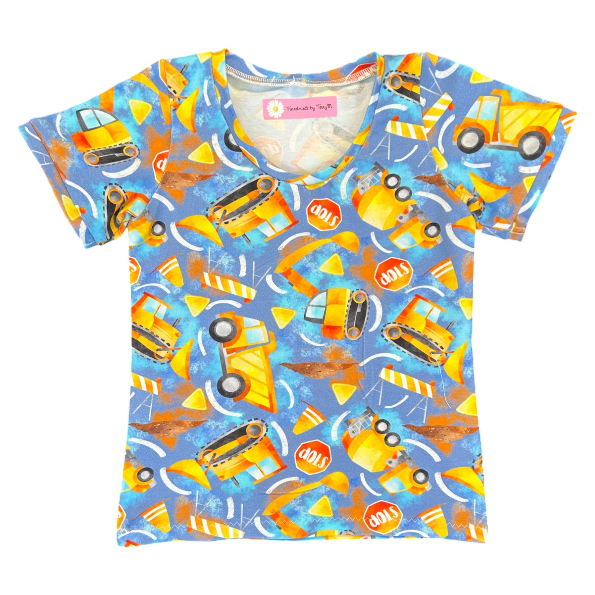 Construction kids outfit – size 3
Handmade builder T shirt and shorts set
